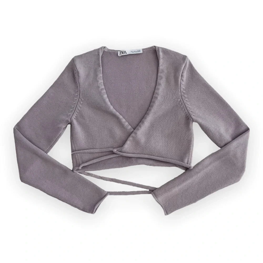 SOLD Zara Cropped Wrap Top - Picture 1 of 5